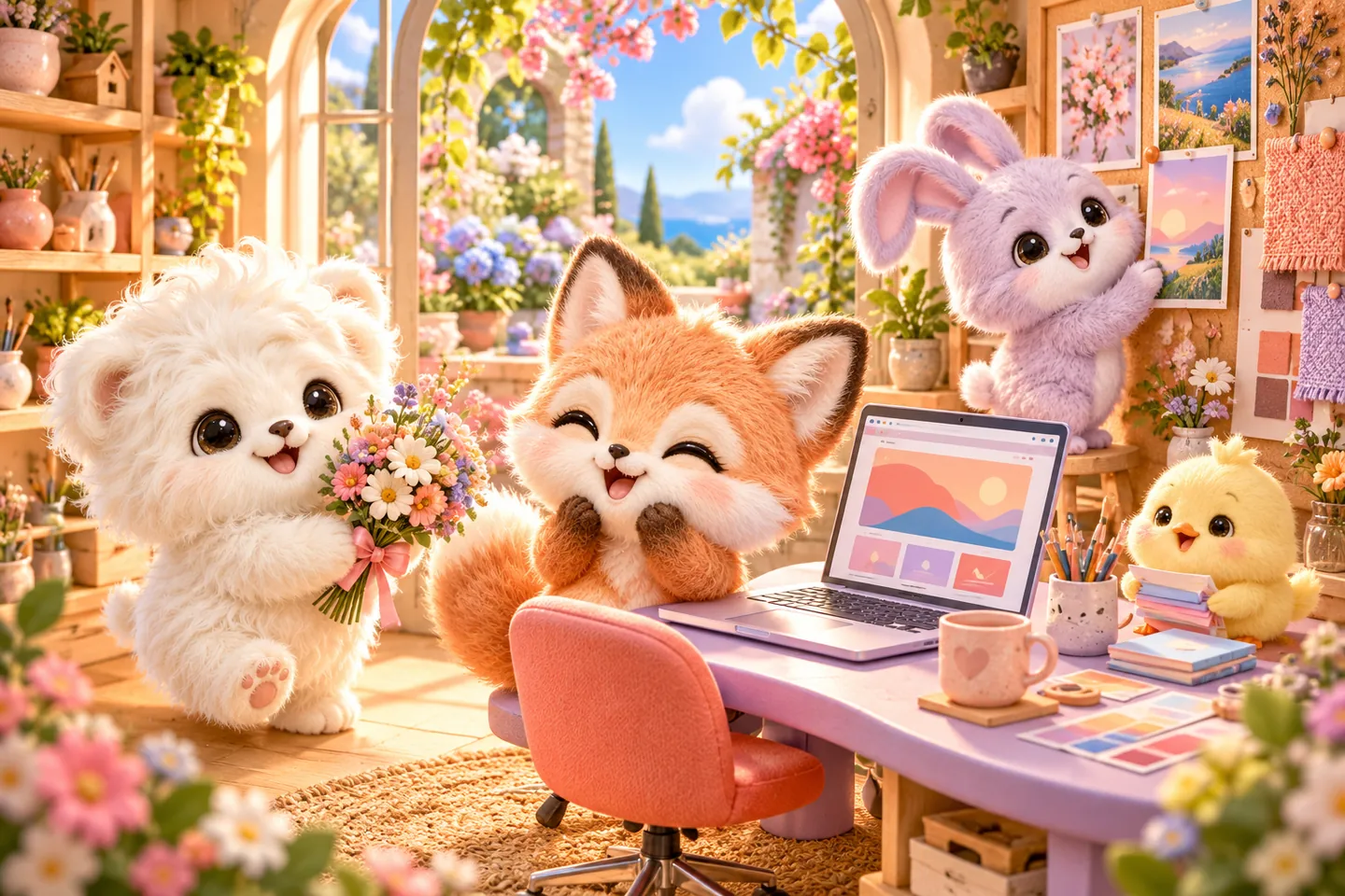 Der Fuchs arbeitet in seinem eigenen kleinen Atelier.